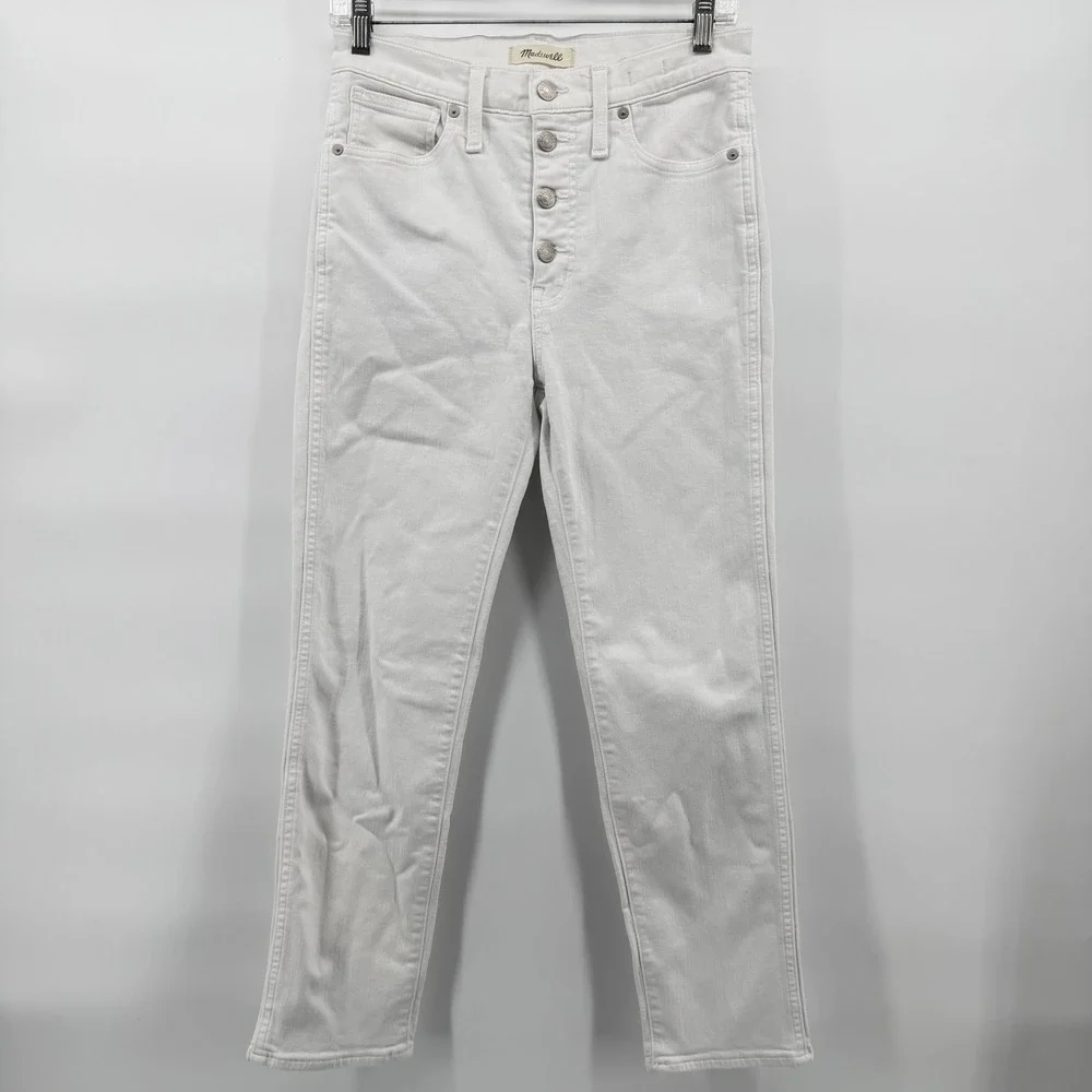Madewell Stovepipe Jeans Women's Size 27 White Button Fly High‎ Rise